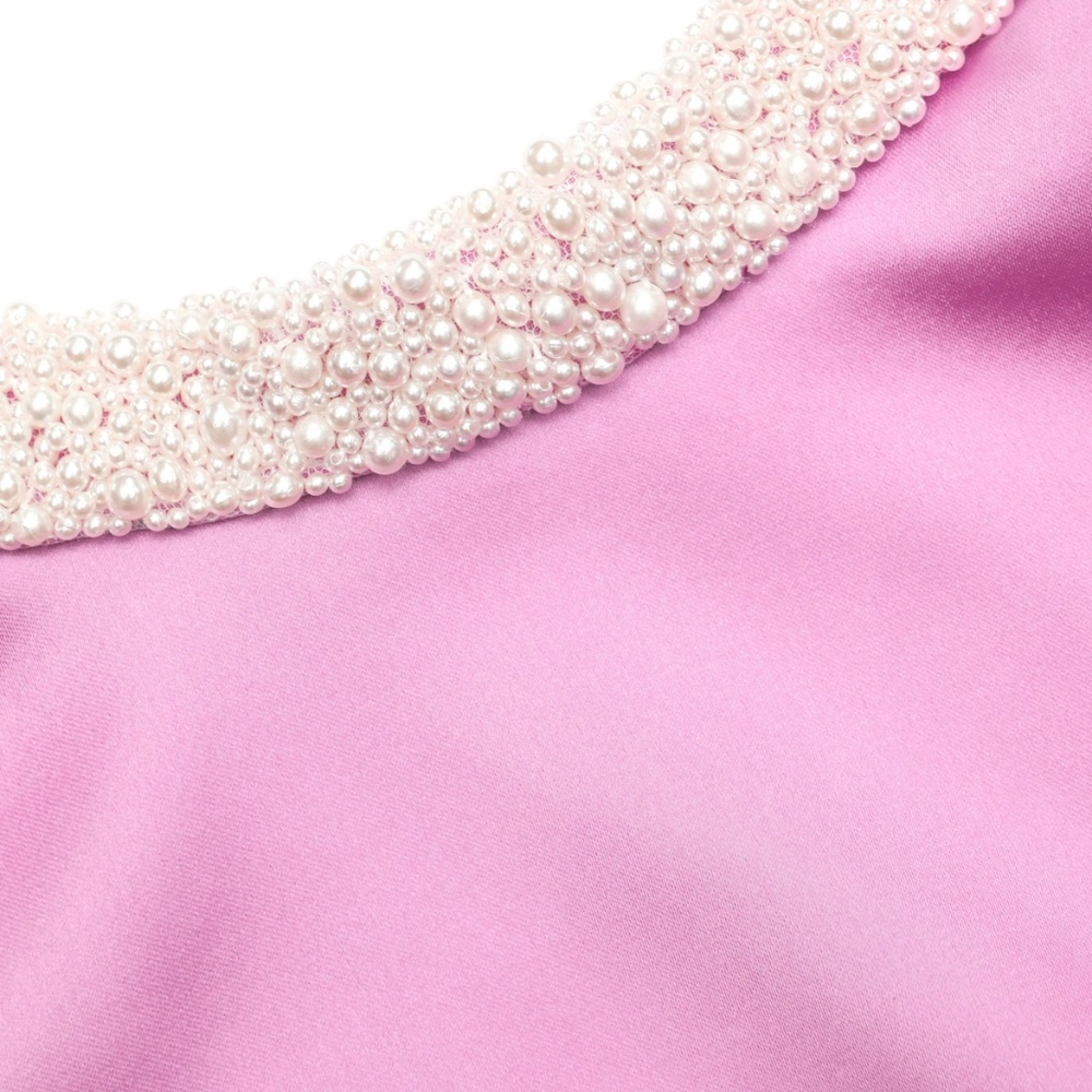 self-portrait Pink Pearl Trim Satin Mini Dress Size: US0 - MSRP $555 - NWT - Picture 5 of 9